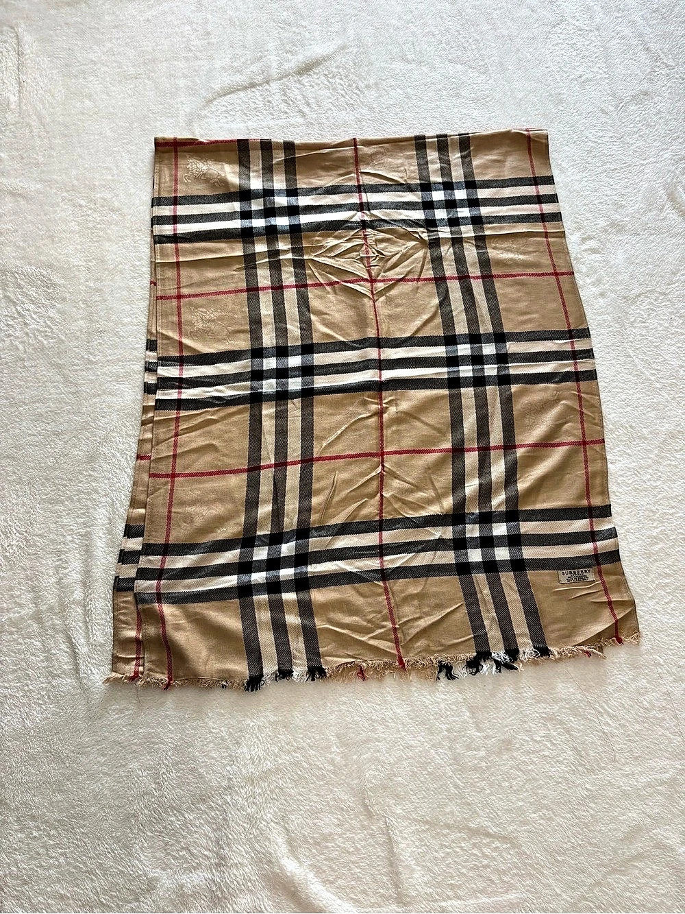 Burberry Classic Check Cashmere Scarf Brown & Black 75”x27”